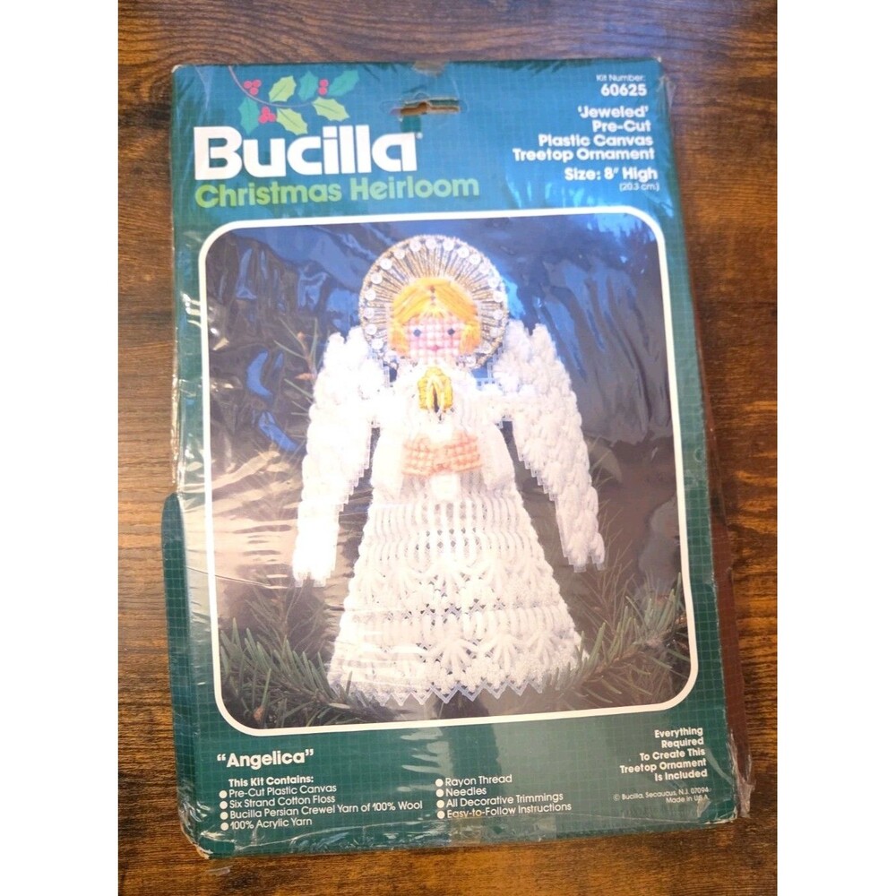 Bucilla Christmas Heirloom Angelica Jeweled Canvas Treetop Ornament Kit 60625